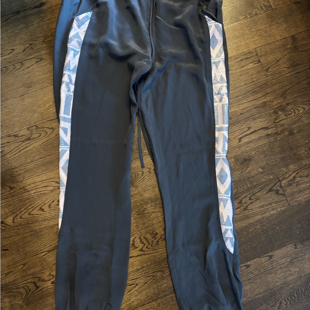 Charlie Jade Navy Joggers with Geometric Accents
